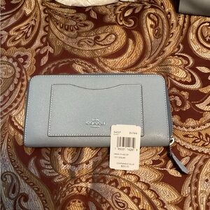 Coach Blue Leather Zippered Wallet